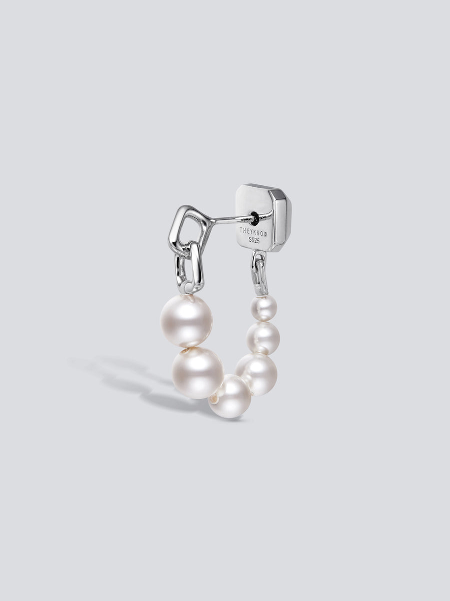 Beaded Pearl Soft Hoop Earring by fashion jewelry and accessory brand THEYKNOW