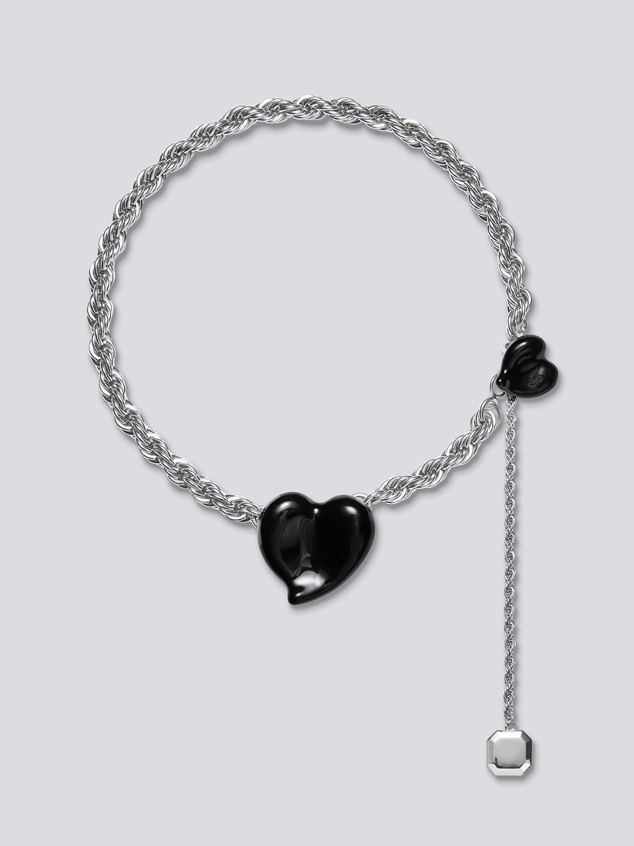 Black Enamel Heart Necklace by fashion jewelry and accessory brand THEYKNOW