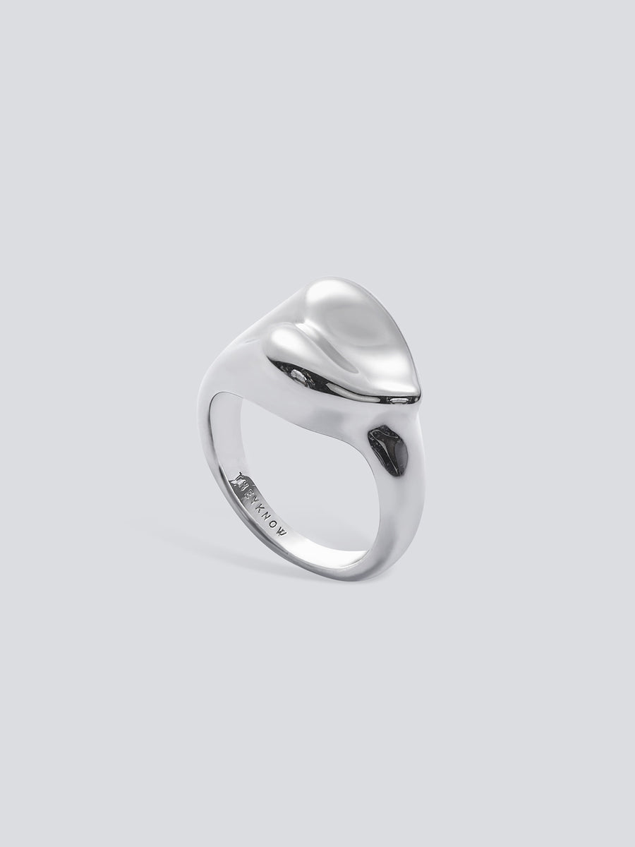 Silver Heart Signet Ring by fashion jewelry and accessory brand THEYKNOW