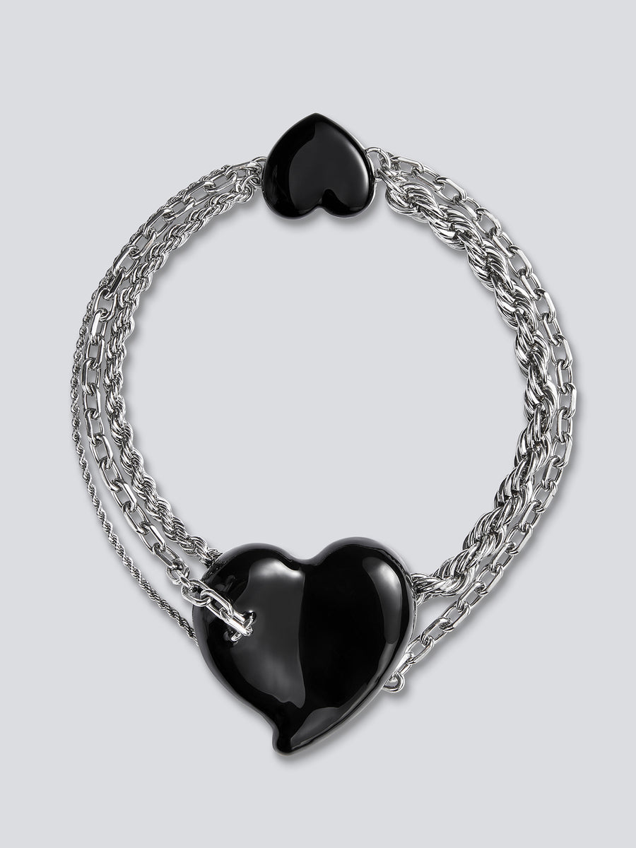 Black Enamel Heart Collar Necklace by fashion jewelry and accessory brand THEYKNOW