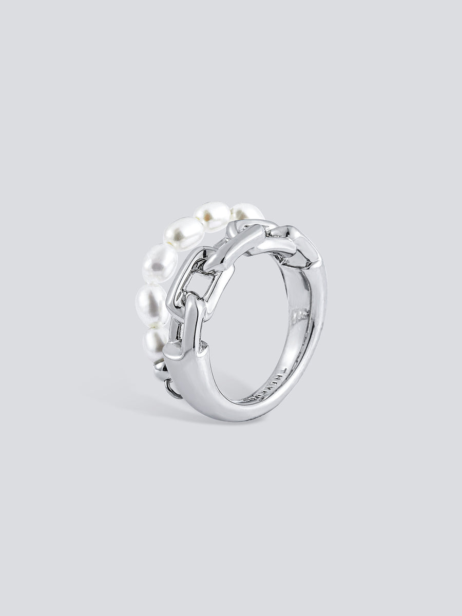 Pearl Chain Link Ring 002 by fashion jewelry and accessory brand THEYKNOW