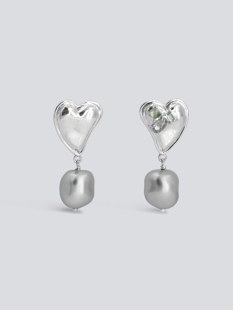 Heart to Heart Pearl Drop Earrings