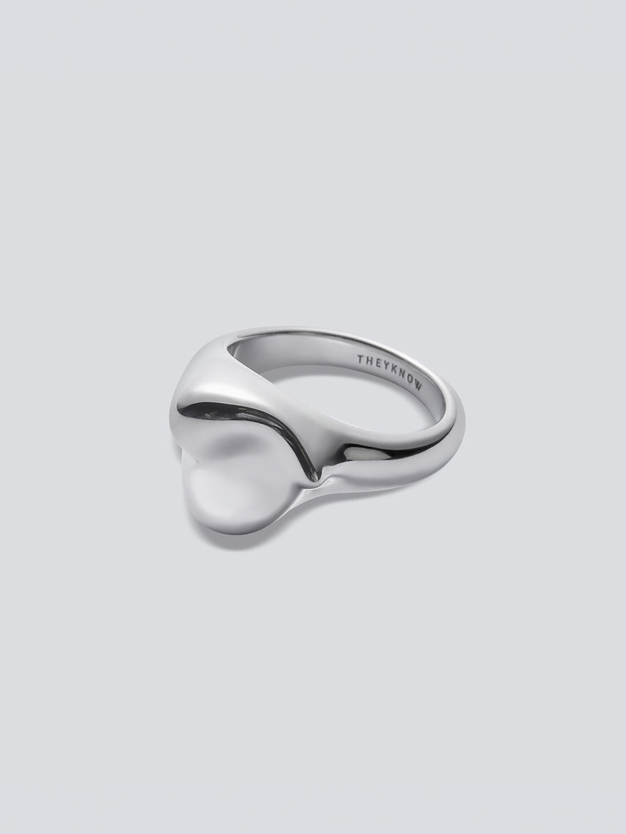 Silver Heart Signet Ring by fashion jewelry and accessory brand THEYKNOW