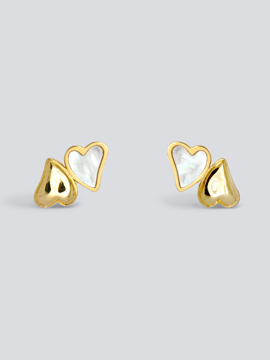 Double Heart Earring Studs