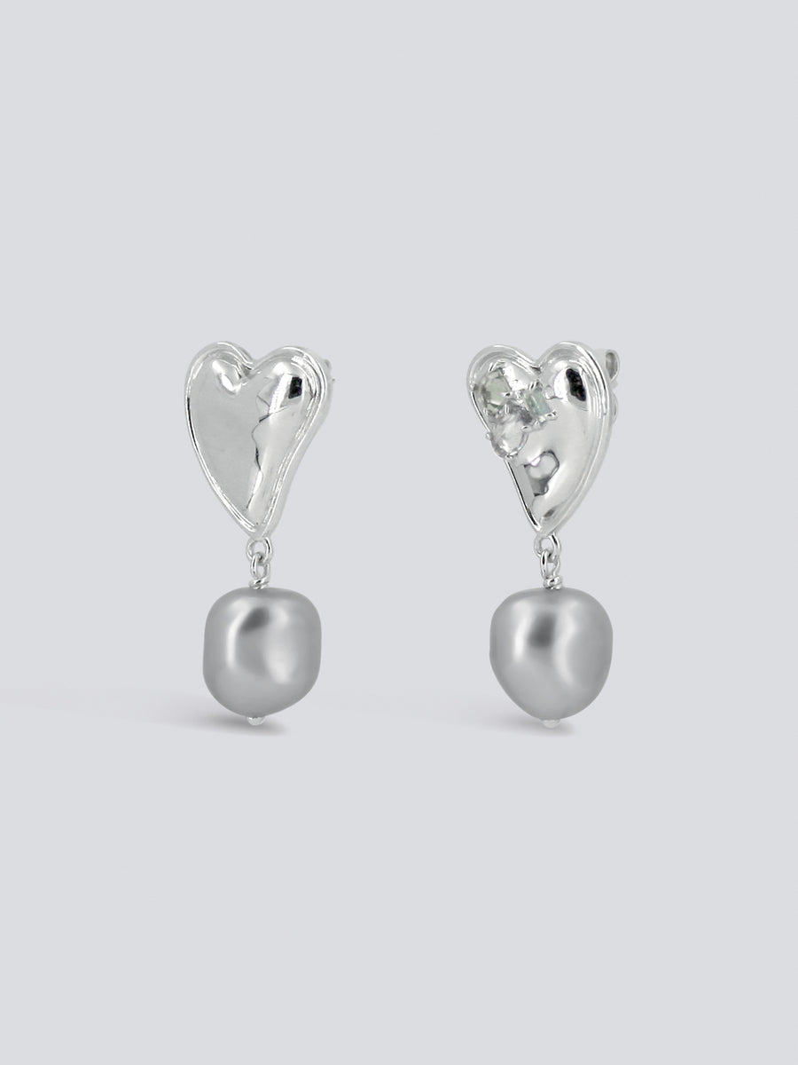 Heart to Heart Pearl Drop Earrings