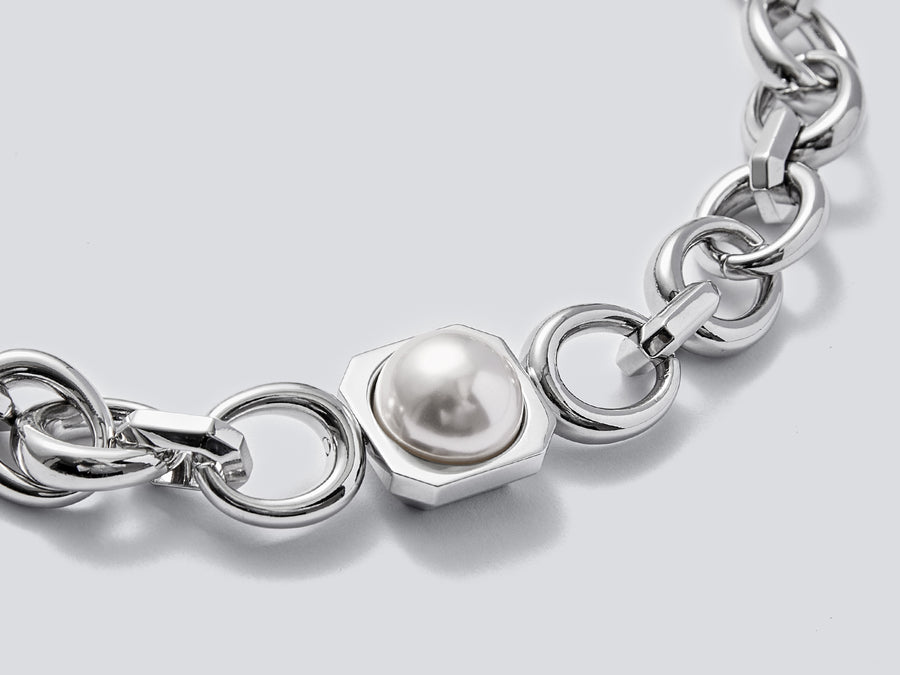 Gem Clasp Pearl Necklace by fashion jewelry and accessory brand THEYKNOW