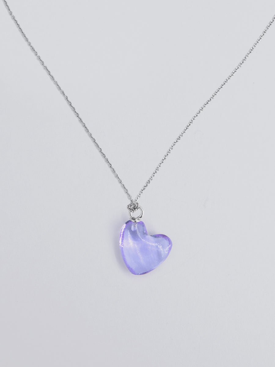 Purple Glass Heart Necklace