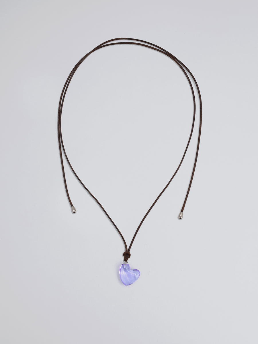 Purple Glass Heart Necklace