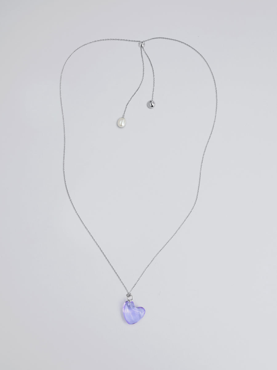 Purple Glass Heart Necklace