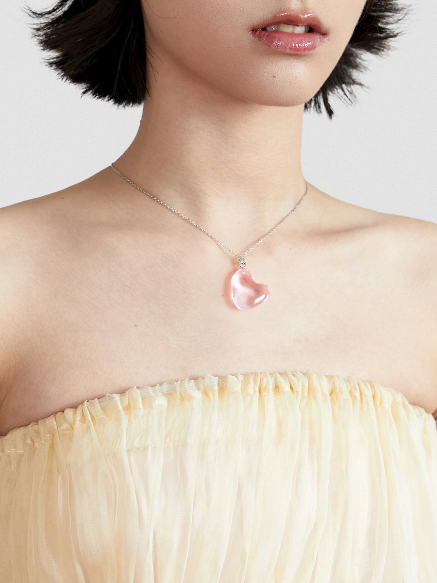 Glace Pink Heart Necklace by fashion jewelry and accessory brand THEYKNOW